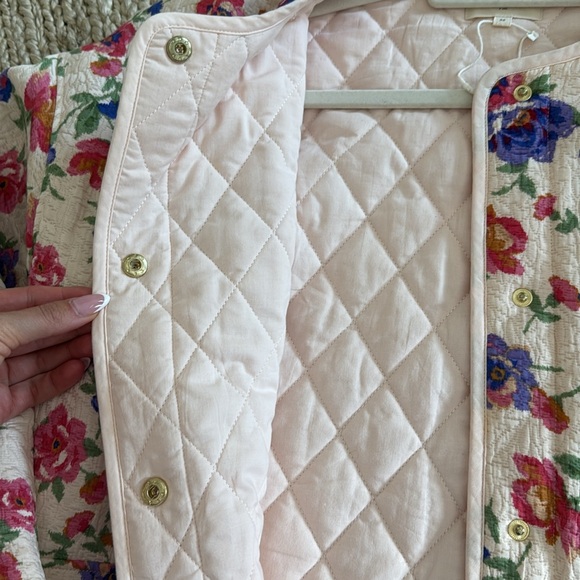 Sezane Floral Cream Jacket with Multicolor Roses - Picture 6 of 7